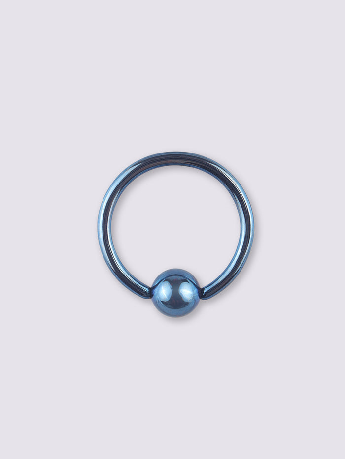 Titanium Plated Bead Ring 16G | Blue-Image 1