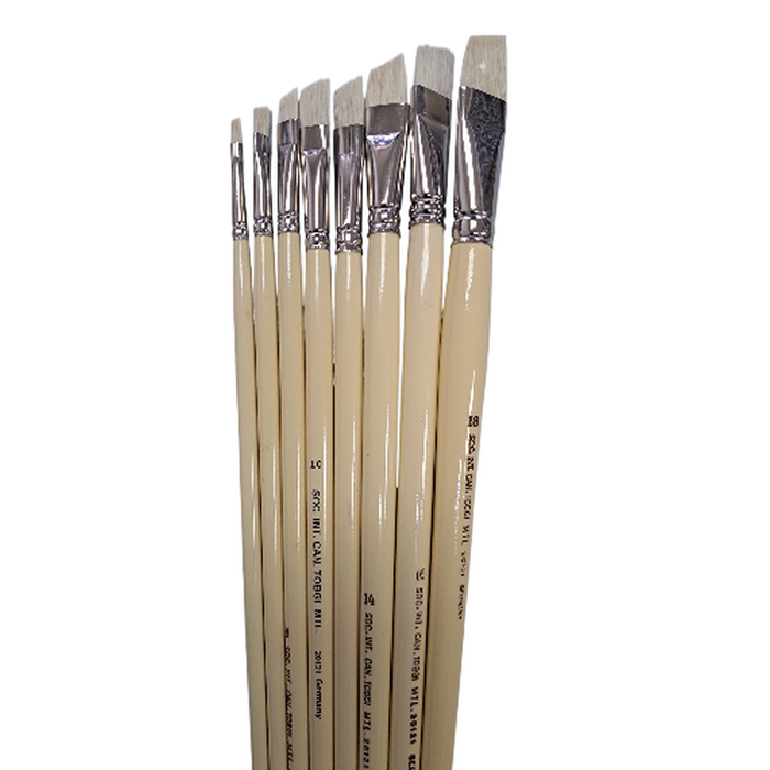 Tobgi Premium Angle Shape Artist Quality Chungking White Bristle Hair Long handle