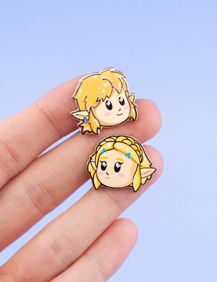 TotK Link & Zelda chibi enamel Pins