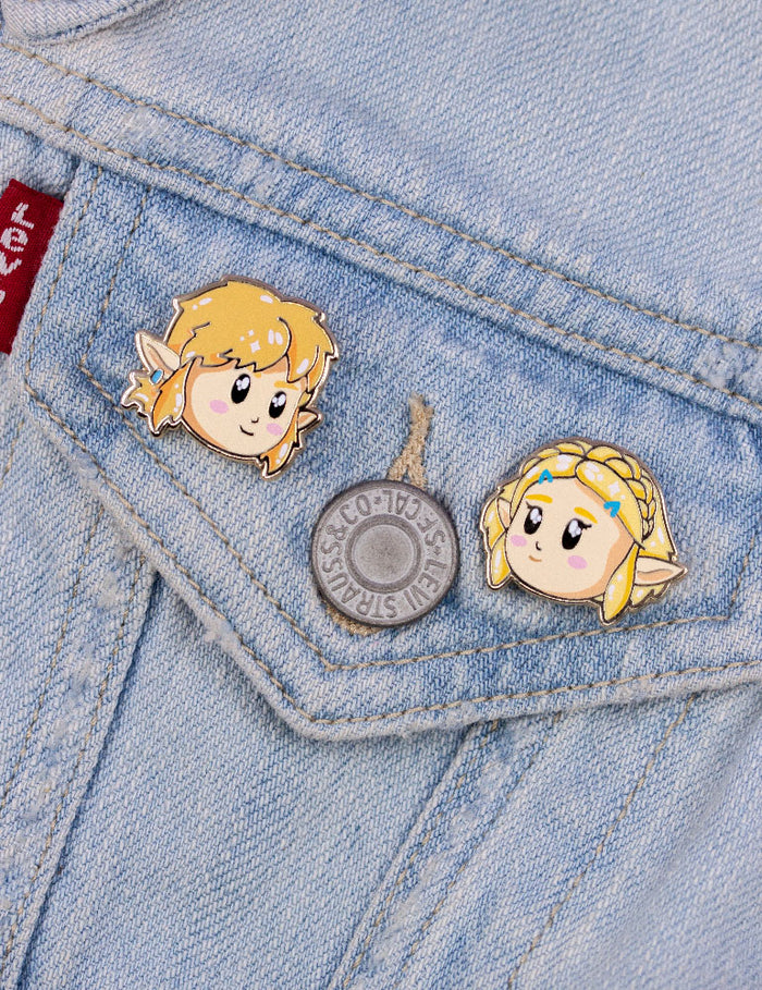 TotK Link & Zelda chibi enamel Pins