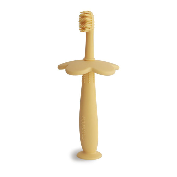 Mushie - Training Toothbrush - Flower - Pale Daffodil