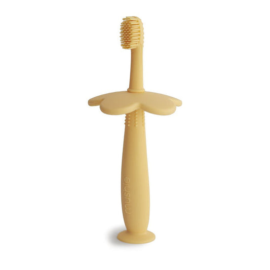 Mushie - Training Toothbrush - Flower - Pale Daffodil
