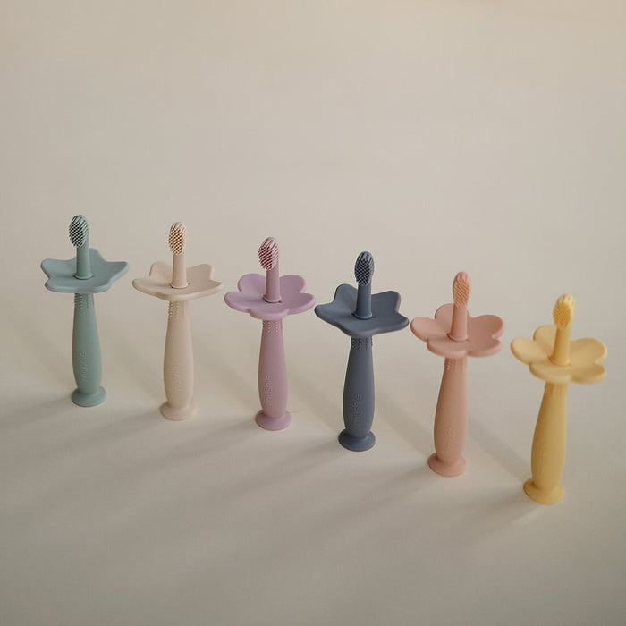 Mushie - Training Toothbrush - Flower - Pale Daffodil - Lifestyle Cut 2
