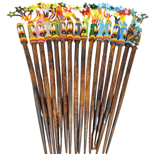 TRIBAL ROOTS Beaded Wooden Hair Stick