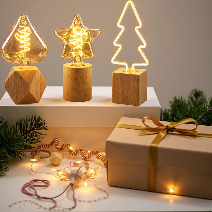 Triple Wood Table Lamps for Ambient Mood Lighting~6512