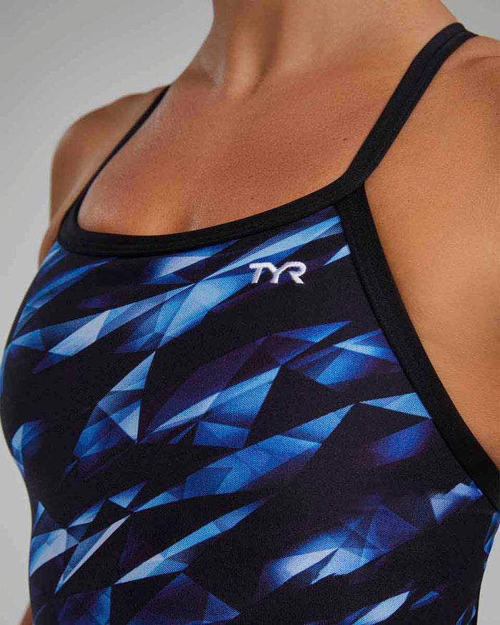 Blue TYR Womens Triadic Diamondfit Swimsuit with sleek design, ideal for competitive swimming and training.