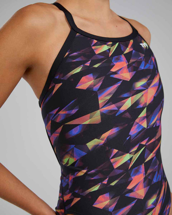 TYR Women's Triadic Diamondfit Swimsuit in multi-color, stylish one-piece swimwear with a sleek fit and vibrant design.