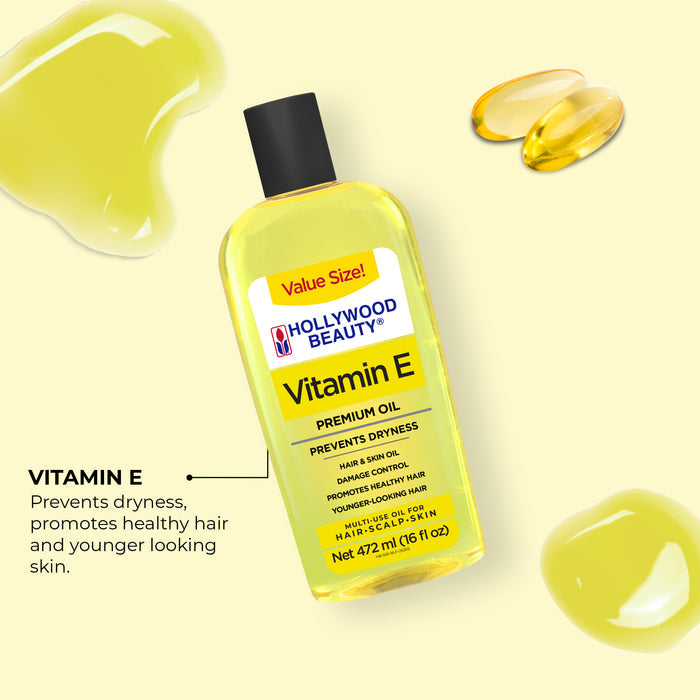 Vitamin E Premium Oil for Hair, Scalp, Skin, and Nails - 16 fl oz