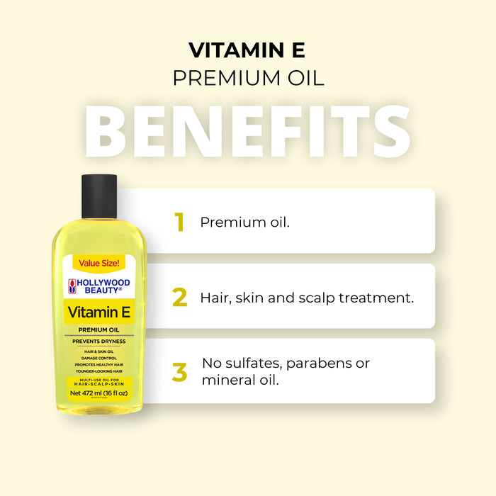 Vitamin E Premium Oil for Hair, Scalp, Skin, and Nails - 16 fl oz
