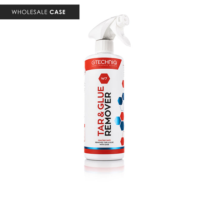 A spray bottle of Gtechniq W7 Tar and Glue Remover on a white background with the text 'Wholesale Case'.
