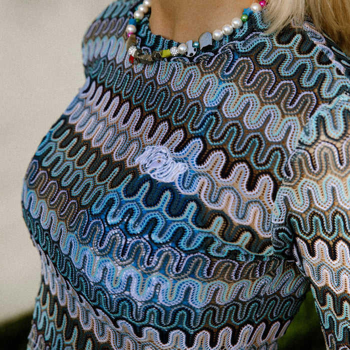 RIPNDIP Waves Crochet Crop Long Sleeve (Multi)