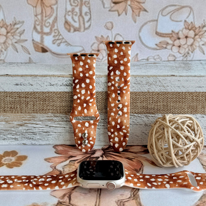 Whiskey Fawn Print Silicone Band For Apple Watch