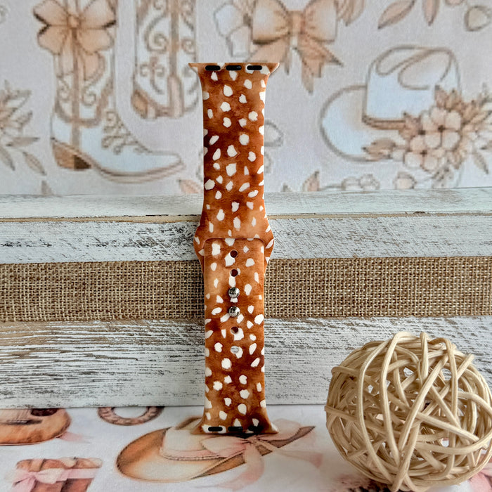 Whiskey Fawn Print Silicone Band For Apple Watch
