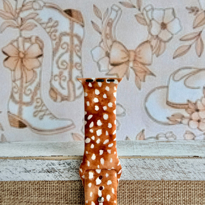 Whiskey Fawn Print Silicone Band For Apple Watch