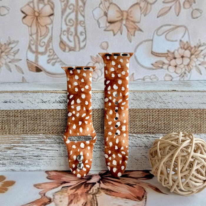 Whiskey Fawn Print Silicone Band For Apple Watch