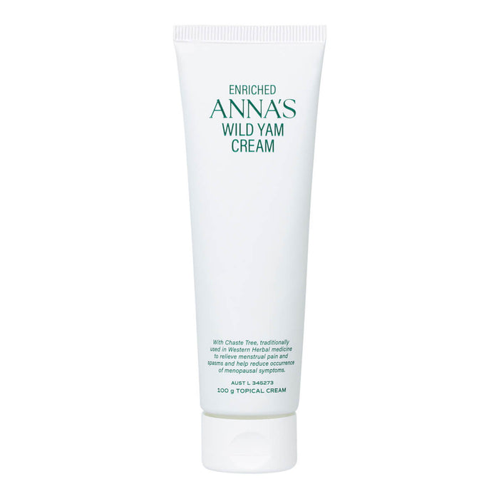 Tube of Anna's Wild Yam Cream with white packaging and green text.