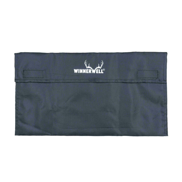 Black storage pouch designed for Winnerwell® titanium cutting board with handle, emphasizing convenient carrying and protection.