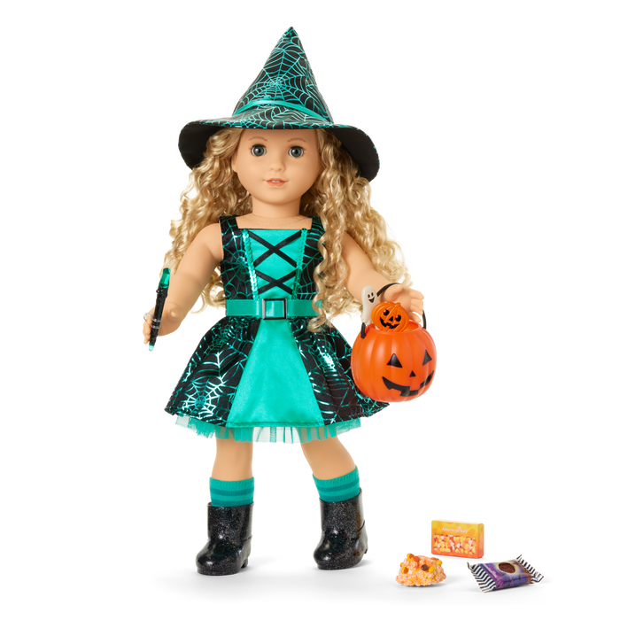 Witchy Webs Costume & Trick-or-Treat Set Bundle for 18-inch Dolls