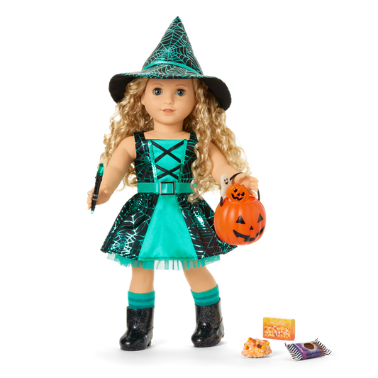 Witchy Webs Costume & Trick-or-Treat Set Bundle for 18-inch Dolls