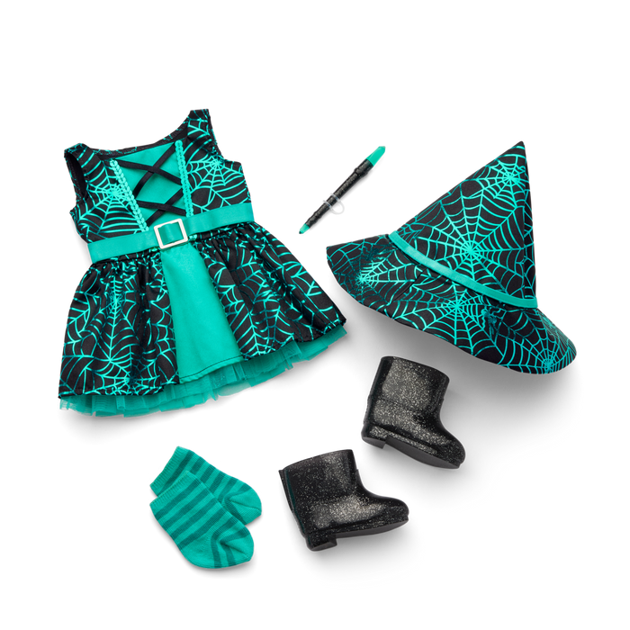 Witchy Webs Costume & Trick-or-Treat Set Bundle for 18-inch Dolls