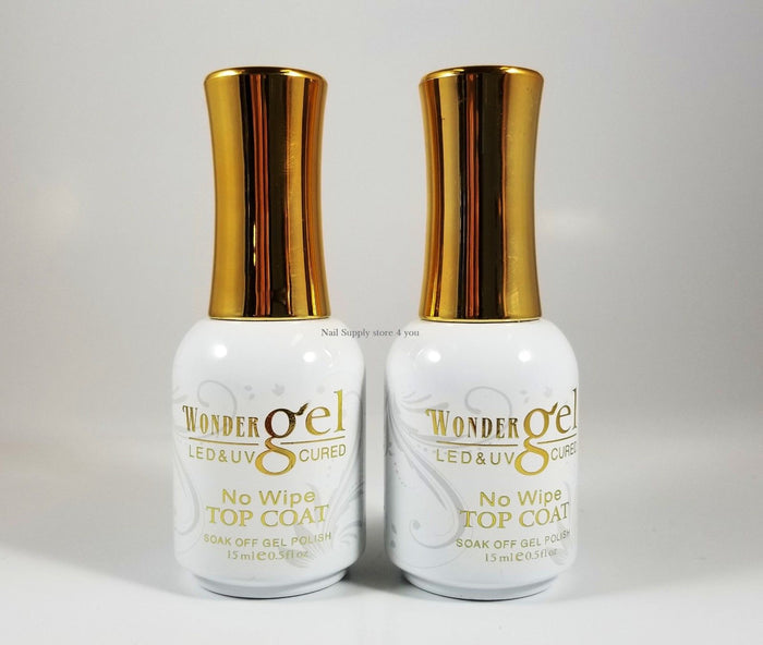 Wonder Gel - UV/LED Soak off Gel (No-Wipe) TOP BASE COAT  - 0.5oz/15mL