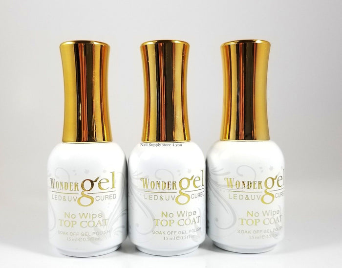 Wonder Gel - UV/LED Soak off Gel (No-Wipe) TOP BASE COAT  - 0.5oz/15mL