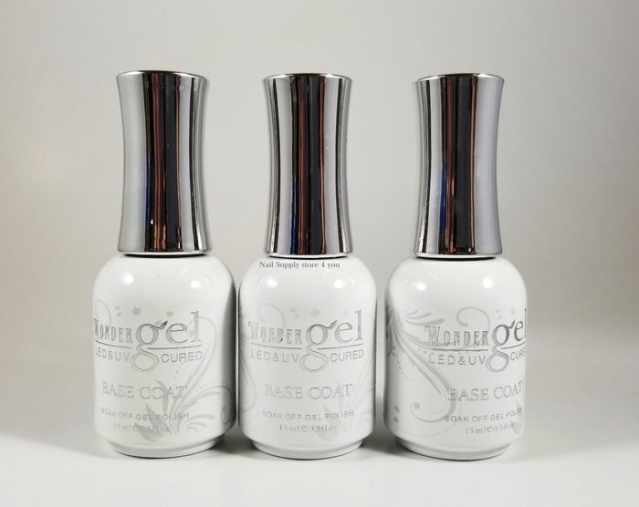 Wonder Gel - UV/LED Soak off Gel (No-Wipe) TOP BASE COAT  - 0.5oz/15mL