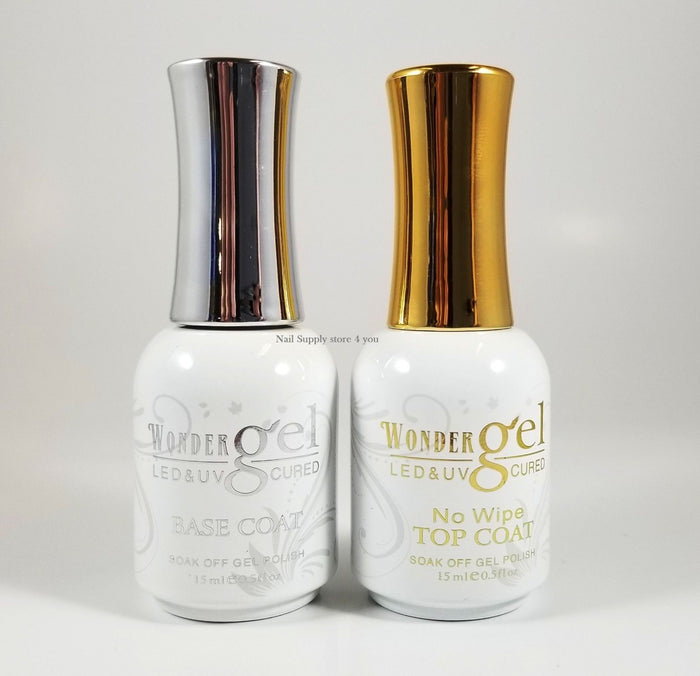 Wonder Gel - UV/LED Soak off Gel (No-Wipe) TOP BASE COAT  - 0.5oz/15mL