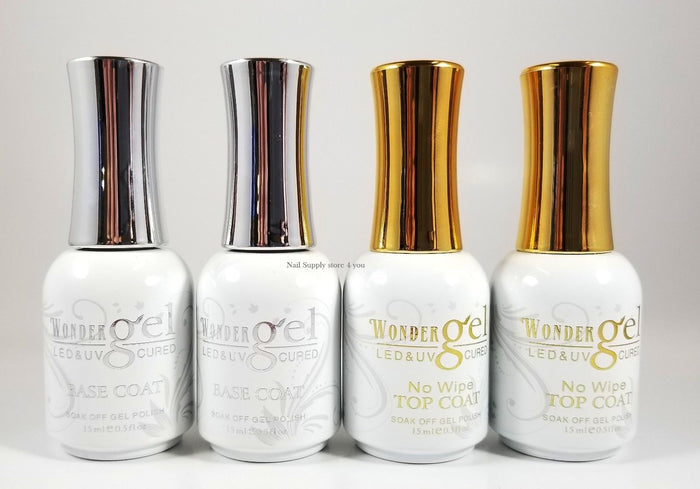 Wonder Gel - UV/LED Soak off Gel (No-Wipe) TOP BASE COAT  - 0.5oz/15mL