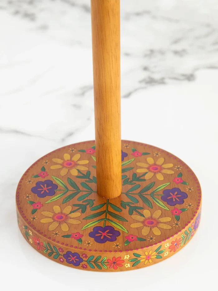 Wooden Paper Towel Holder - Folk Flower-view 1