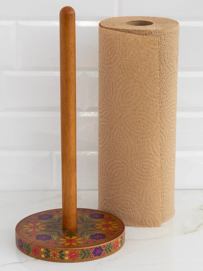 Wooden Paper Towel Holder - Folk Flower-view 2