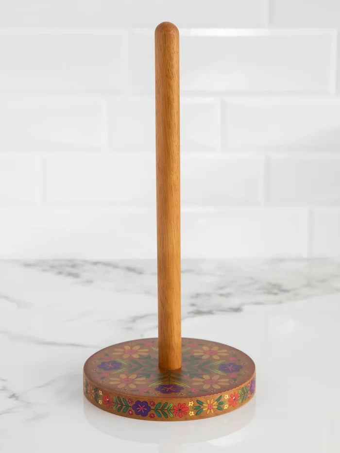 Wooden Paper Towel Holder - Folk Flower-view 3