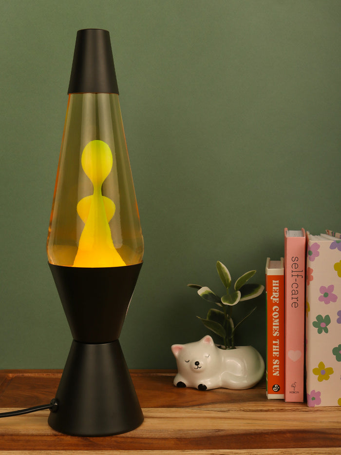 Yellow Wax Liquid Lamp - Black Base | One Colour-Image 1