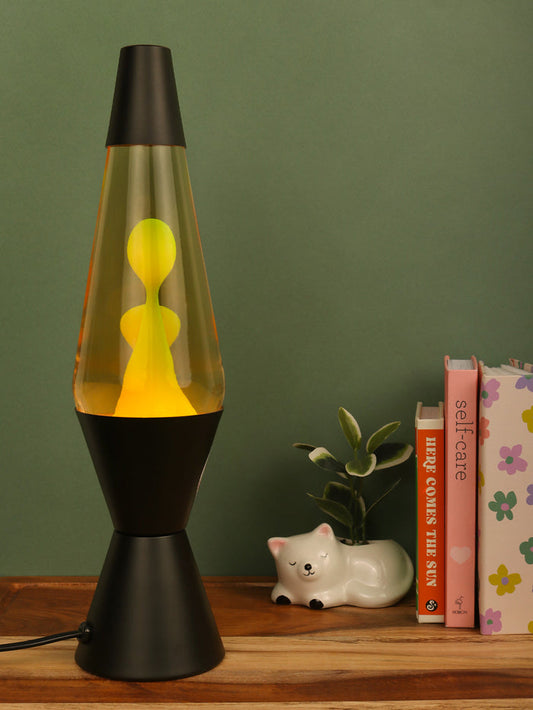 Yellow Wax Liquid Lamp - Black Base | One Colour-Image 1